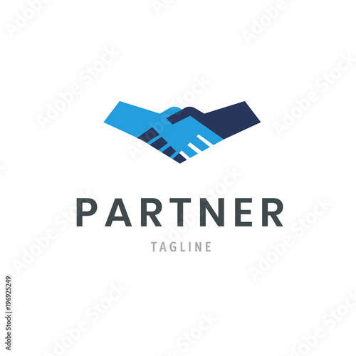 Partner logo template handshake icon. Hand shake isolated deal symbol design.