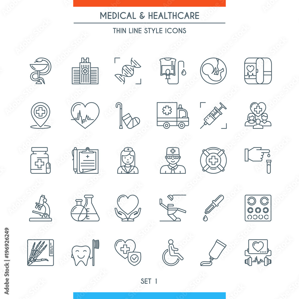 Thin line design medical icons Thin line design medical icons