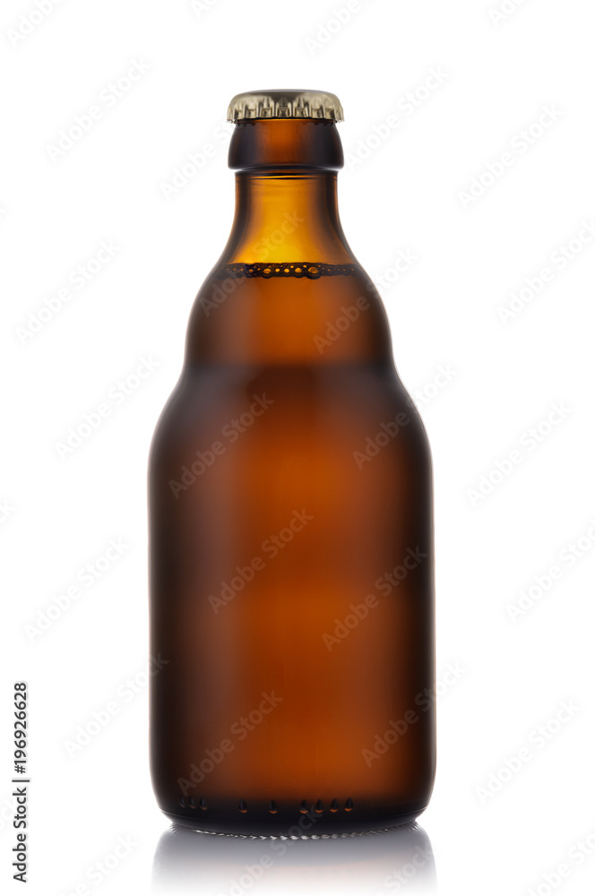Bottle of light beer isolated on white background