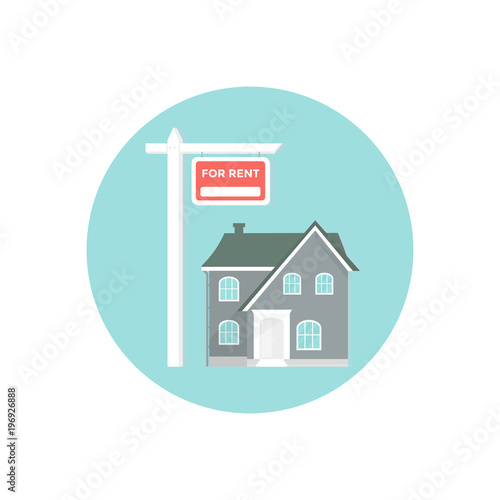 Banner for sales, advertising house, cottage with trees.