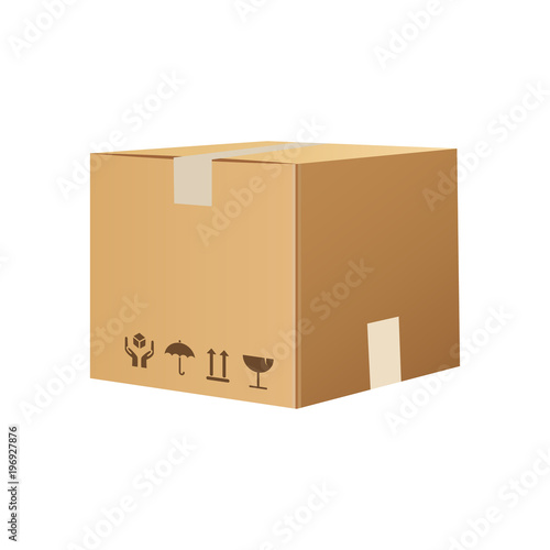 Cardboard box isolated on white. Flat Carton box . Vector flat cartoon illustration