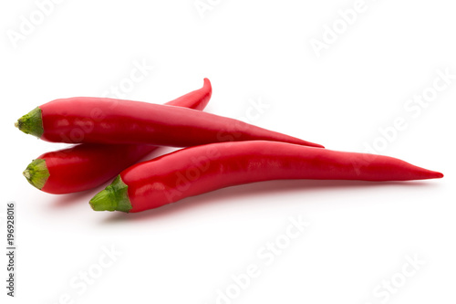 Red chilli pepper isolated on a white background.