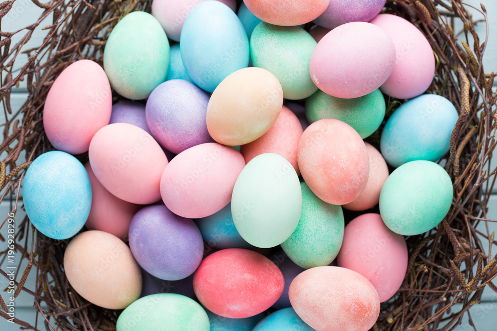 Pastel Easter eggs background. Spring greating card. Pastel Easter eggs background. Spring greating card.