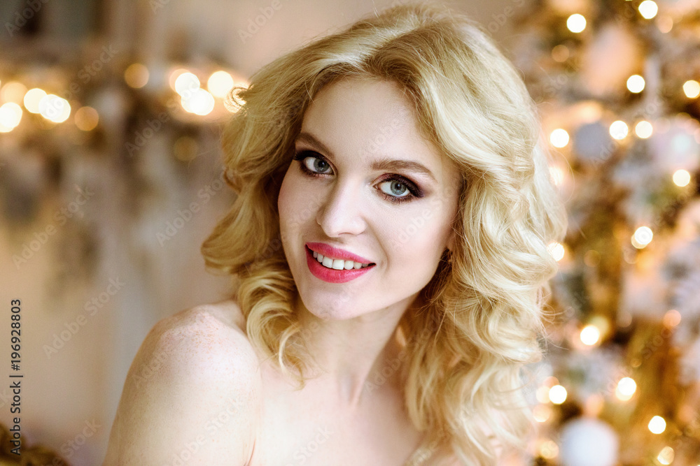 Female portrait of cute lady indoors Female portrait of cute lady indoors