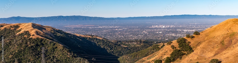 Mountains Forming Silicon Valley with San Jose City in the Center