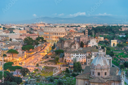 Canvas Print Rome, Italy - The cityscape from Vittoriano monument, in the center of Rome, also know as 'Altare della Patria'
