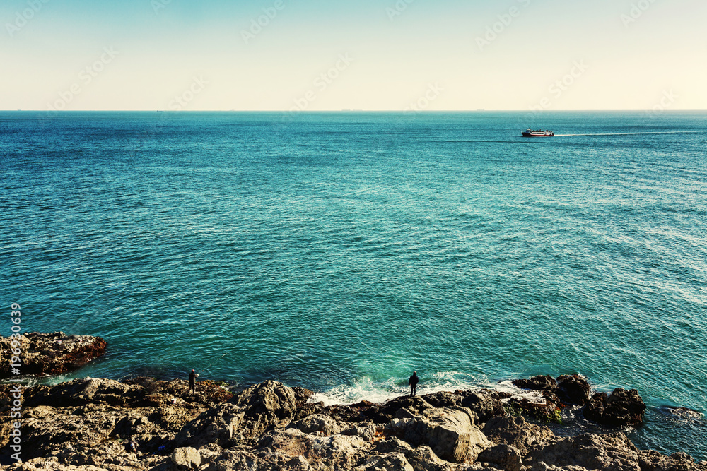 Nice view of the sea and the rocky coast Nice view of the sea and the rocky coast