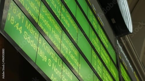 Train time schedule table at Stockholm central train station Sweden - arrivals and departures board