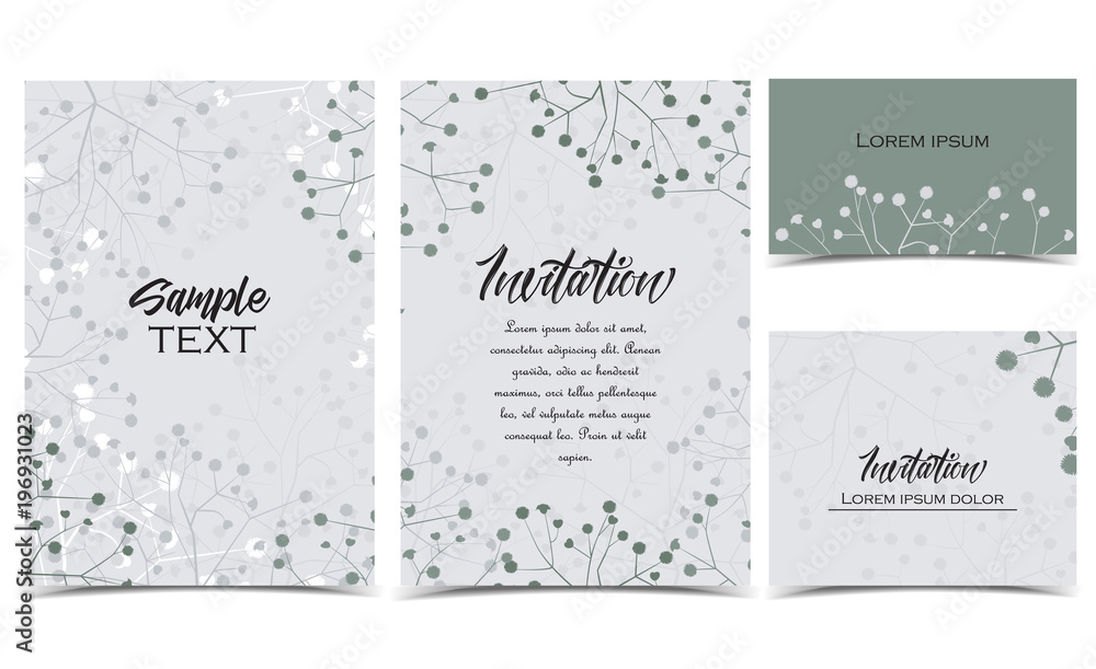 Vector illustration romantic floral background. Set of greeting cards