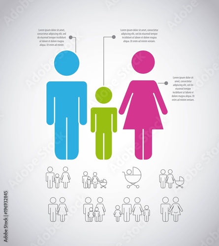 infographics people family population information pictogram vector illustration