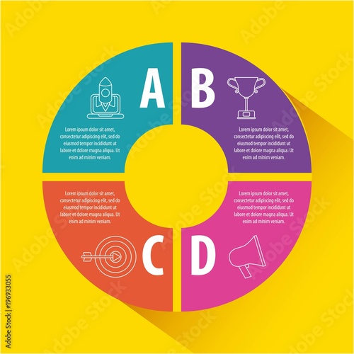 infographics step by step with colored sections options business template vector illustration