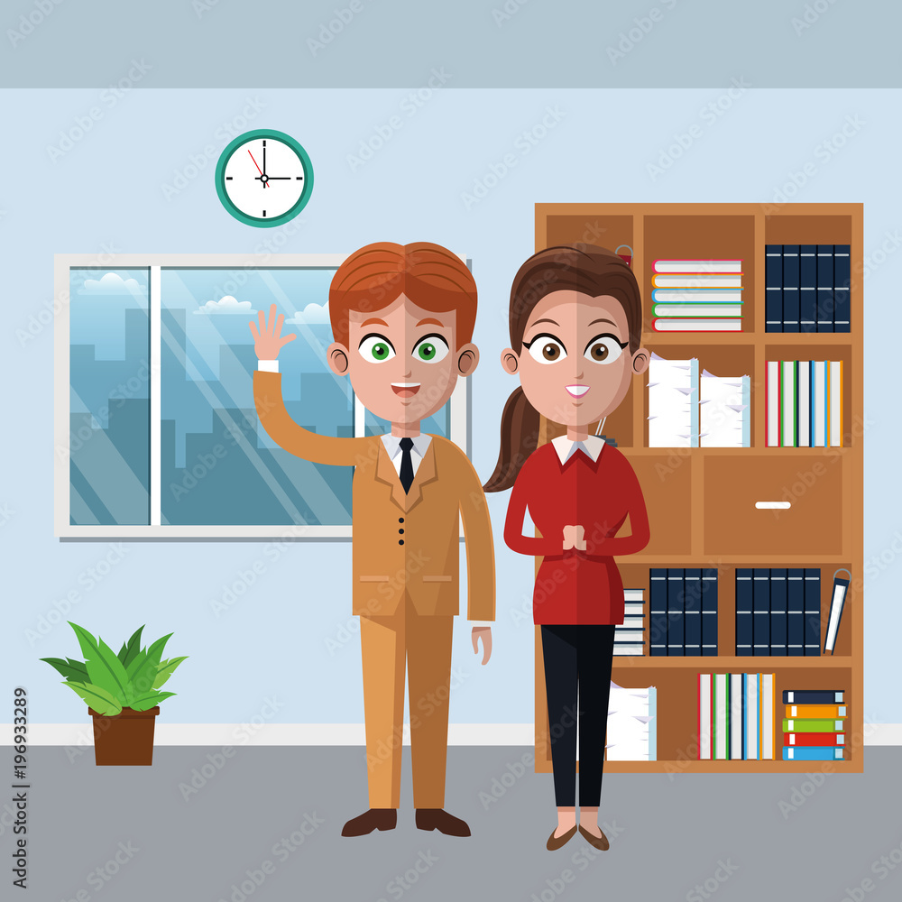 Coworkers at office cartoons vector illustration graphic design Coworkers at office cartoons vector illustration graphic design