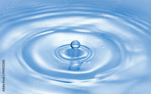 water surface with splash and waves made by droplet