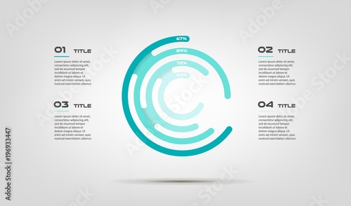 Maze circular chart color infographics step by step in a series of labyrinth. Element of graph, diagram with 4 options - parts, processes. Vector business template for presentation