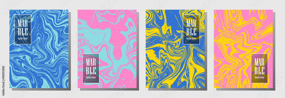 Party flyer or journal cover marble background patterns vector set.