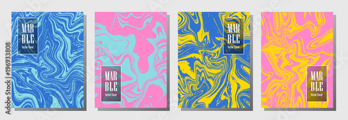 Party flyer or journal cover marble background patterns vector set.