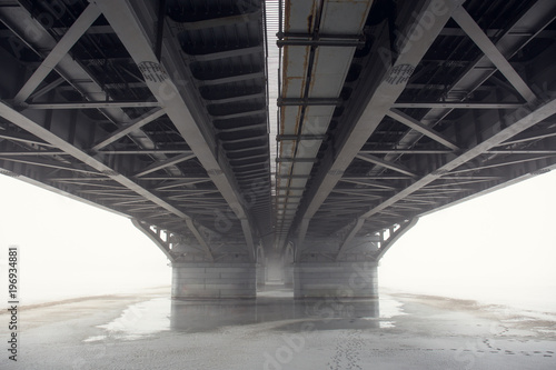 View under Bridge in Fog, perspective