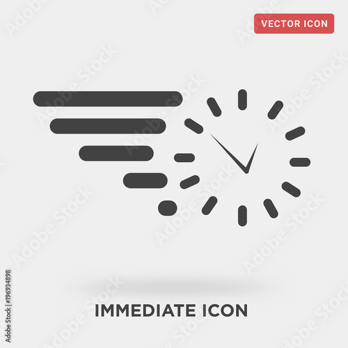 Fotografía immediate icon on grey background, in black, vector icon illustration