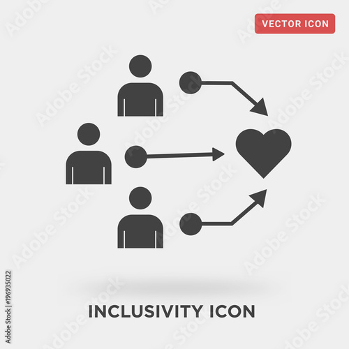 inclusivity icon on grey background, in black, vector icon illustration