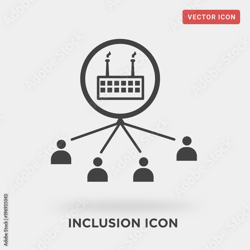 inclusion icon on grey background, in black, vector icon illustration