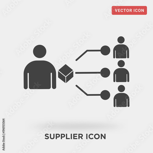 supplier icon on grey background, in black, vector icon illustration