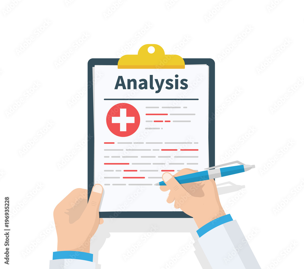 Doctor hold clipboard Analysis and takes notes on it. Medical report. Checklist. Flat design, vector illustration on background. Best quality. Doctor hold clipboard Analysis and takes notes on it. Medical report. Checklist. Flat design, vector illustration on background. Best quality.