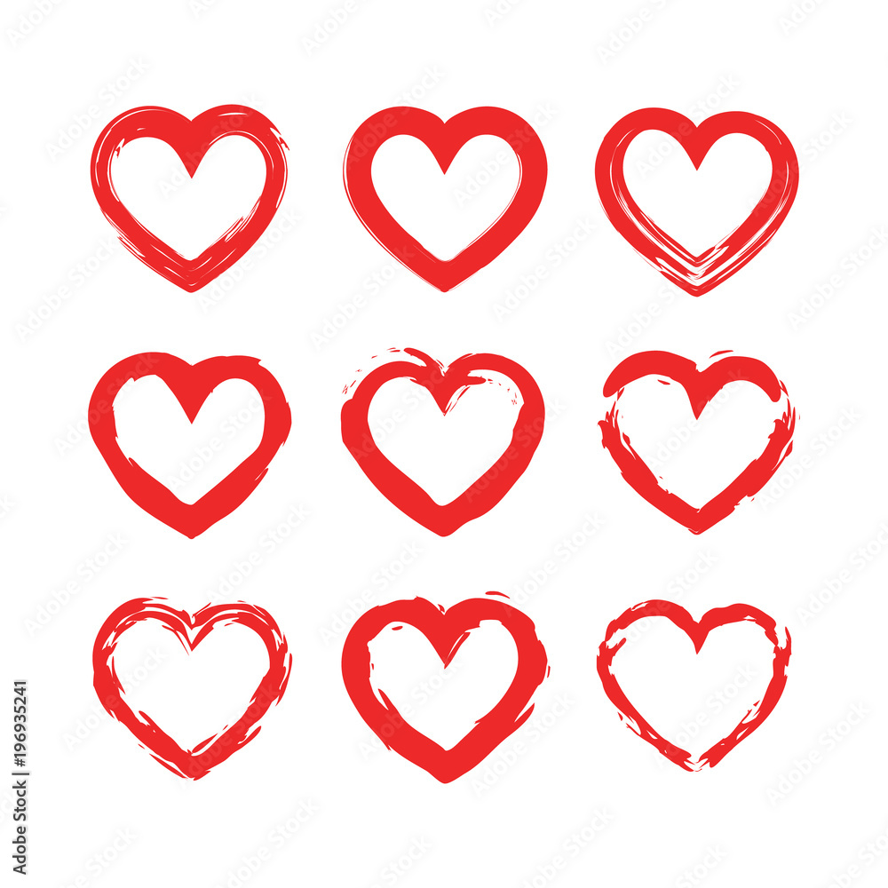 Set o hearts icons. Vector illustration.