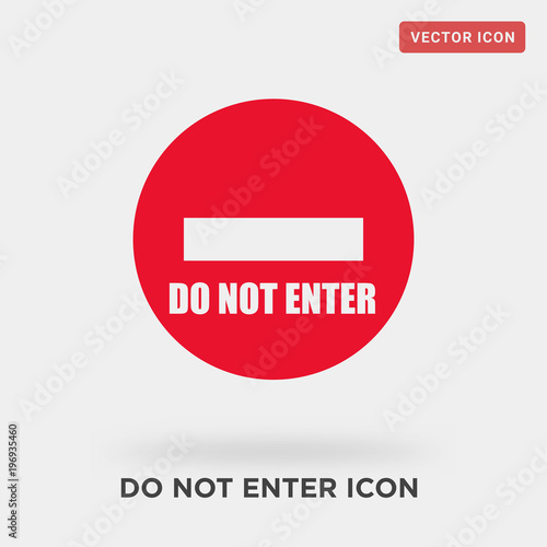 do not enter icon on grey background, in red, vector icon illustration