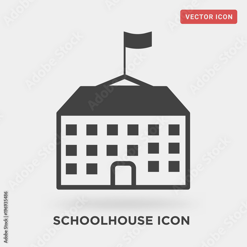 schoolhouse icon on grey background,in black, power of education, vector icon illustration
