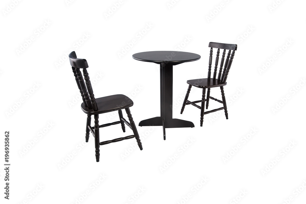 Wooden black modern Table with chairs on white background. Wooden black modern Table with chairs on white background.