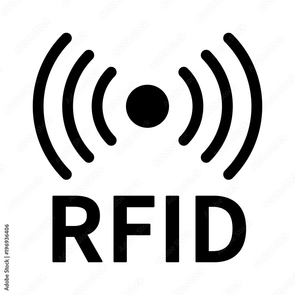 Vettoriale Stock RFID or radio frequency identification with horizontal radio  waves line art vector icon for apps and websites | Adobe Stock