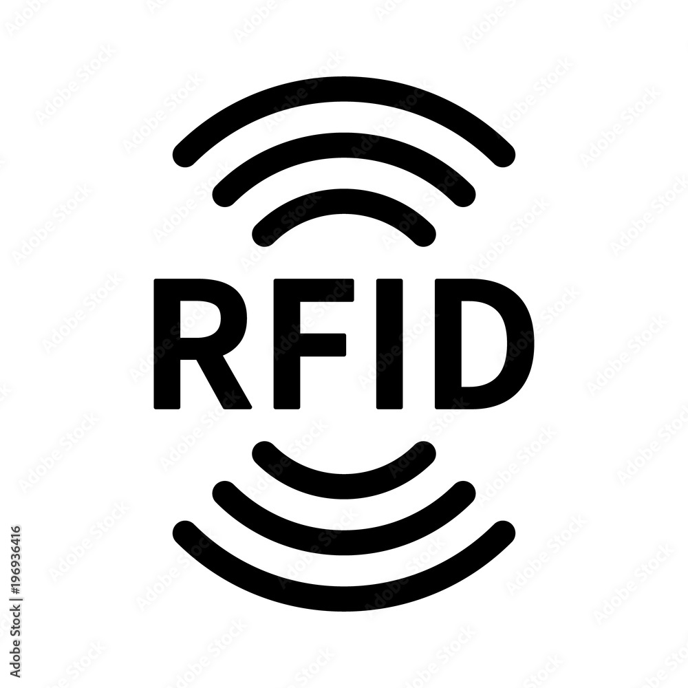 Vecteur Stock RFID or radio frequency identification with vertical radio  waves line art vector icon for apps and websites | Adobe Stock