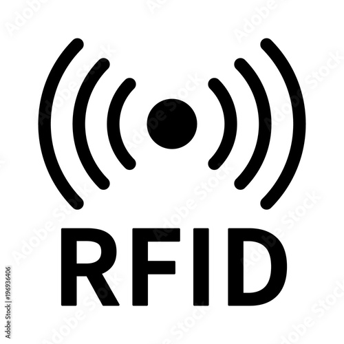 RFID or radio frequency identification with horizontal radio waves line art vector icon for apps and websites photo