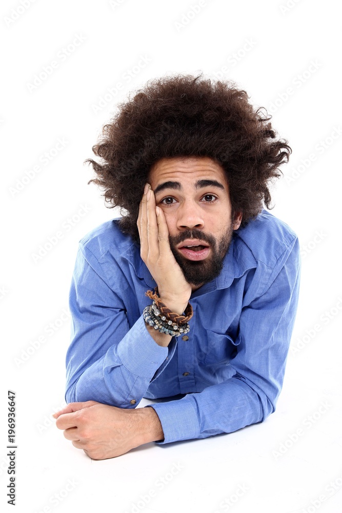 Afro man on the floor Afro man on the floor