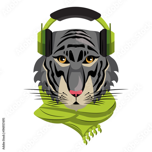 Cool hipster tiger head cartoon vector illustration graphic design