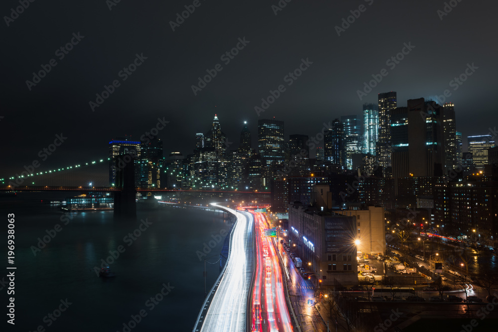Foggy Night on Manhattan Bridge