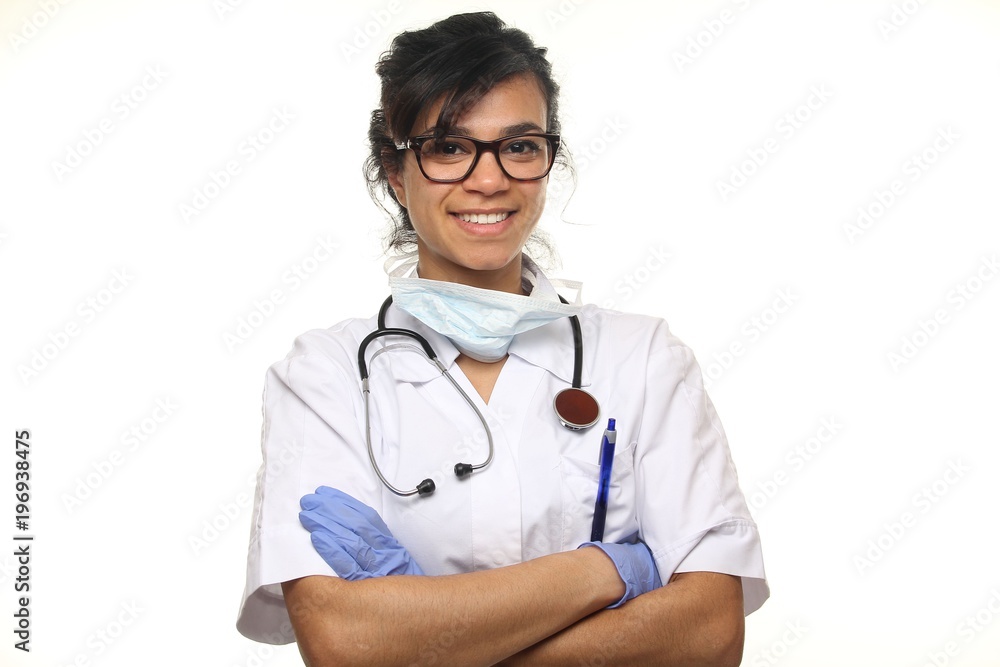 Mixed race health care woman