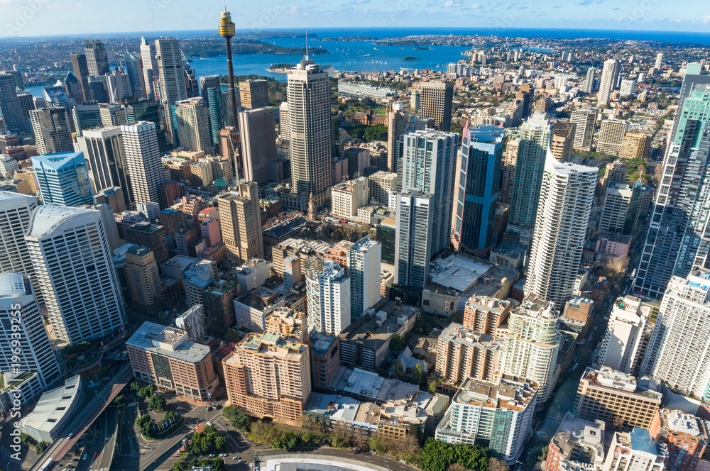 Obraz premium Widok z lotu ptaka na Sydney CBD