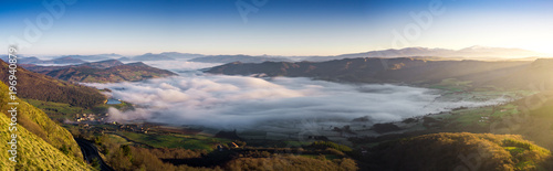 Dawning under the fog and a frost the valley of Orduña, Spain
