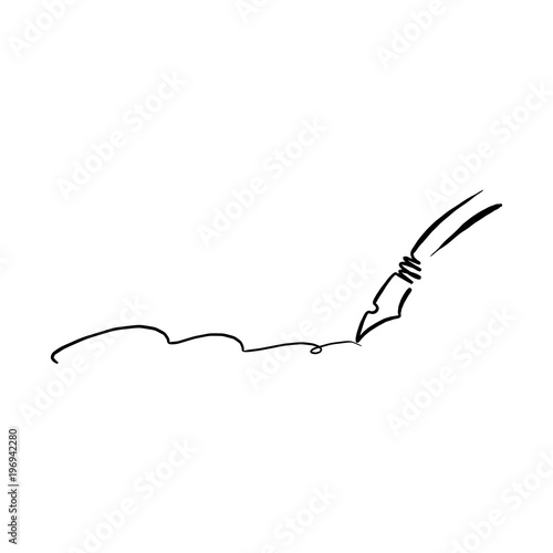 fountain pen with copyspace for text vector illustration sketch hand drawn with black lines isolated on white background