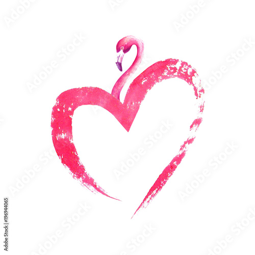 Flamingo in heart shape iso...