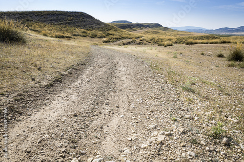 a rural path on a summer day, Yecla steppes, Murcia, Spain