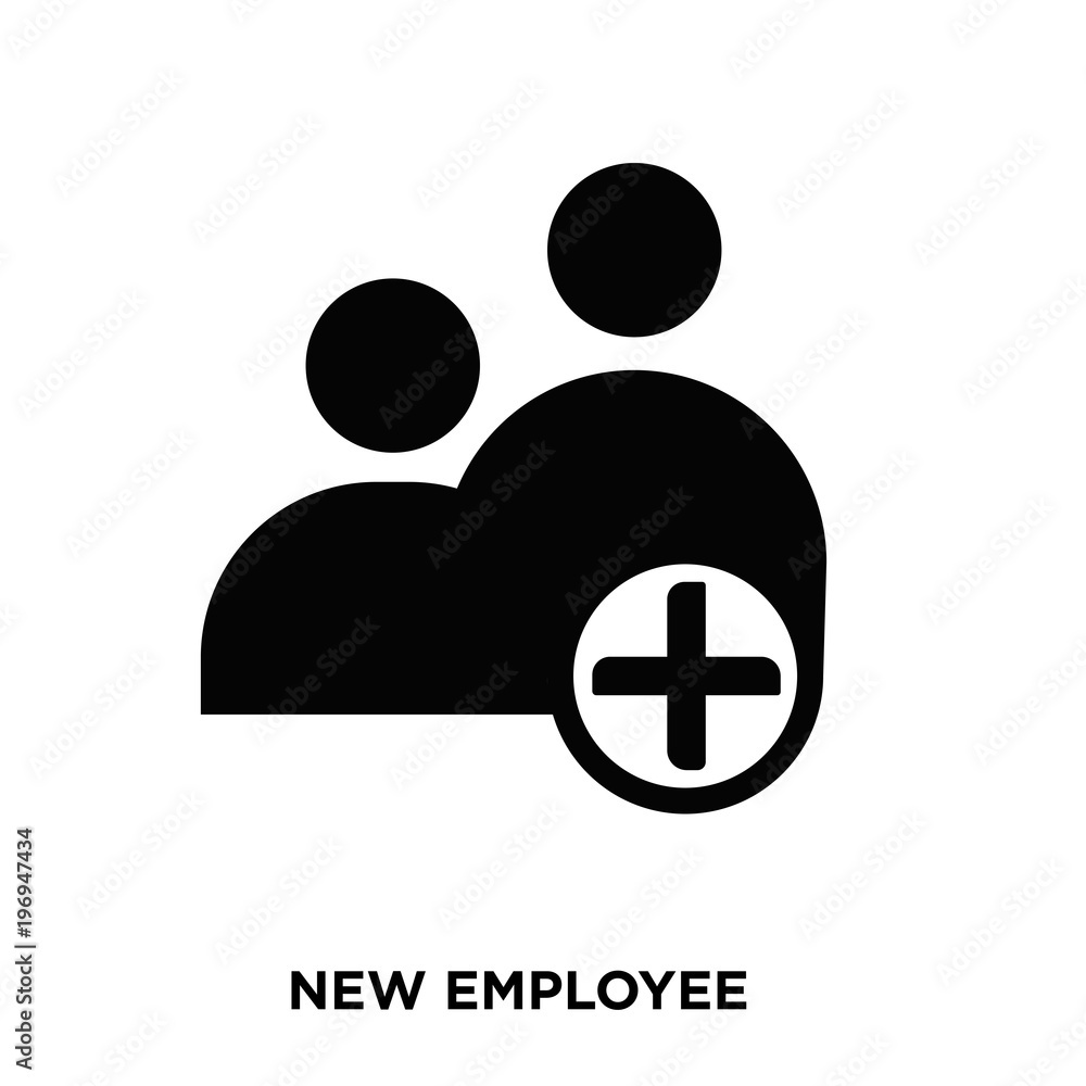 new employee icon on white background, in black, vector icon