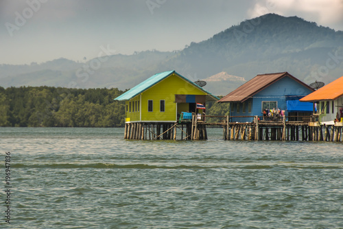 Houses built on palafitos bay of phang nga thailand