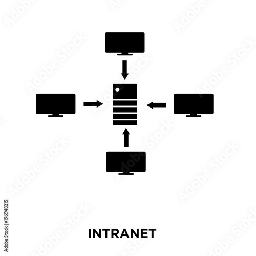 intranet icon on white background, in black, vector icon illustration