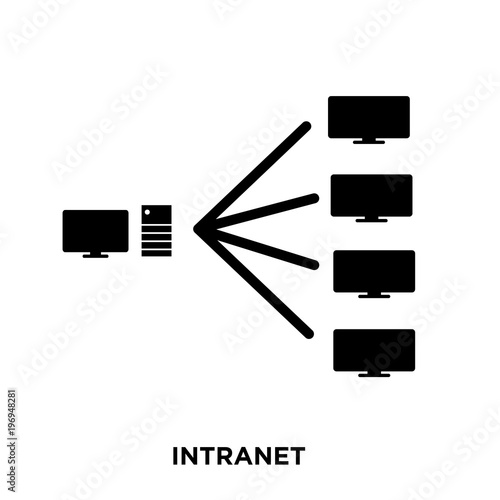 intranet icon on white background, in black, vector icon illustration