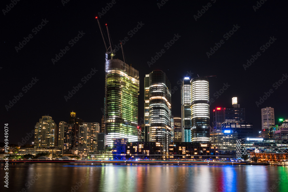 Sydney cityscape, skyline at light