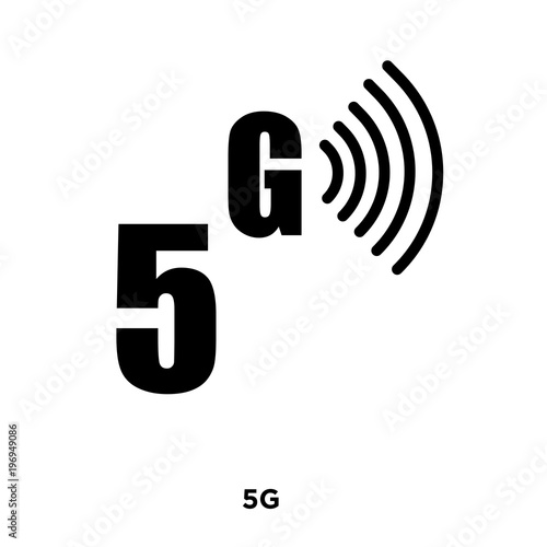 5g icon on white background, in black, vector icon illustration