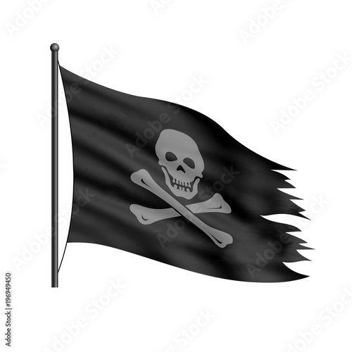 Black piracy flag on a white background.