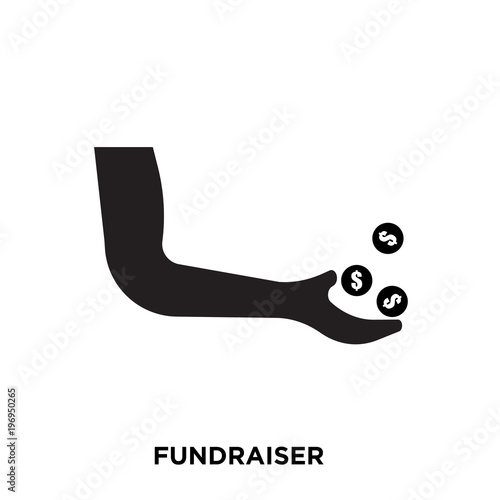 fundraiser icon on white background, in black, vector icon illustration